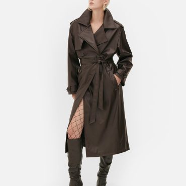 Rita Ora Oversized Faux Leather Trench Coat