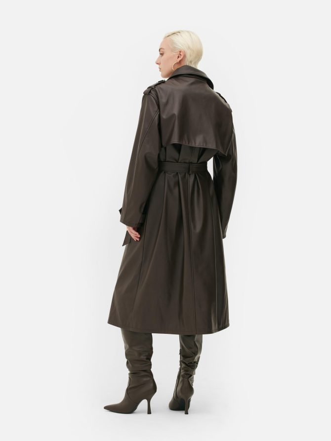 Rita Ora Oversized Faux Leather Trench Coat - Image 4