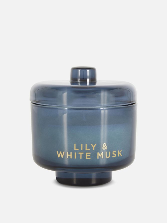 Lily and White Musk Glass Lidded Candle