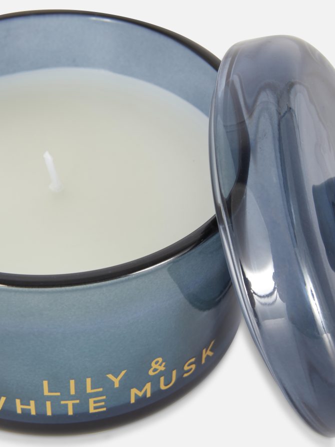 Lily and White Musk Glass Lidded Candle - Image 2