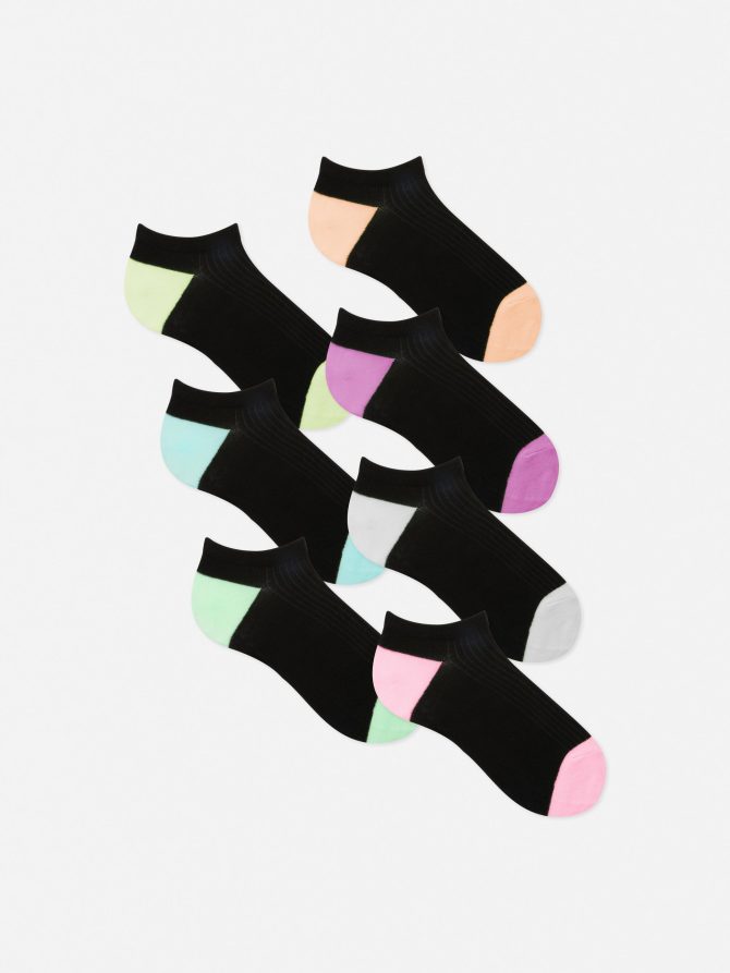 7-Pack Contrast Heel Sneaker Socks