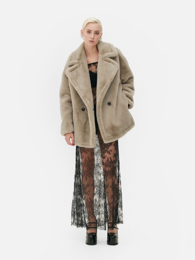 Rita Ora Double-Breasted Faux Fur Coat - Image 2