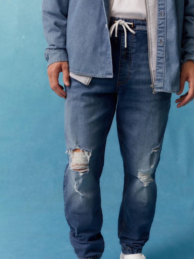 Ripped Cuffed Jogger Jeans