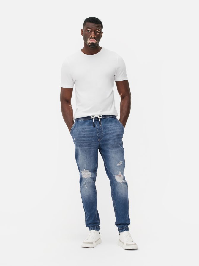 Ripped Cuffed Jogger Jeans - Image 2