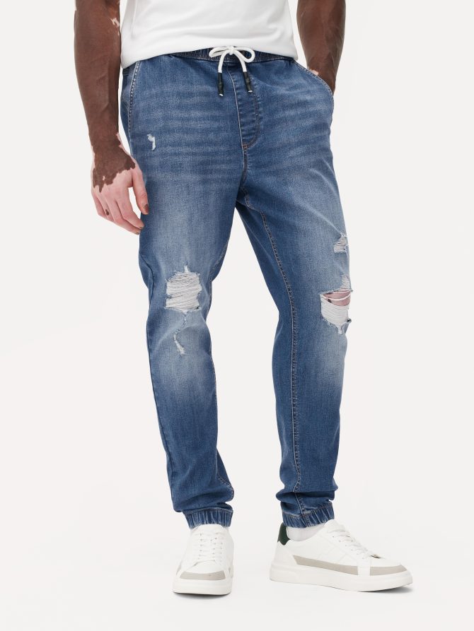 Ripped Cuffed Jogger Jeans - Image 3