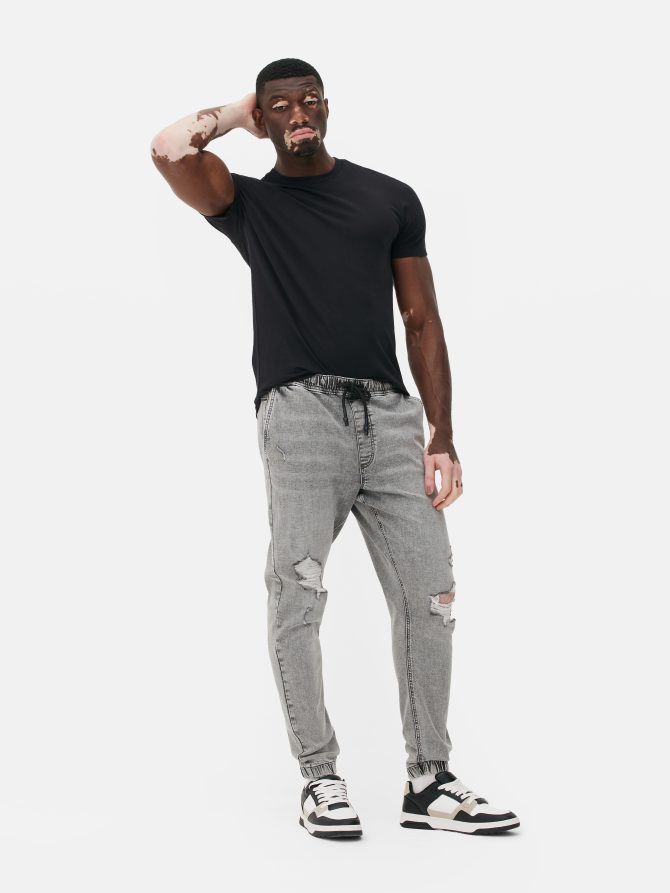 Ripped Cuffed Jogger Jeans