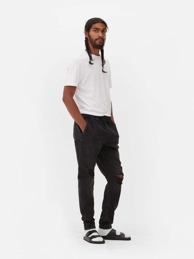 Ripped Cuffed Jogger Jeans