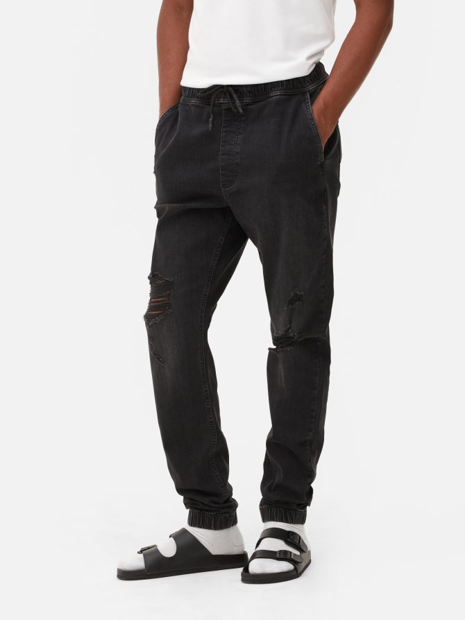 Ripped Cuffed Jogger Jeans - Image 2