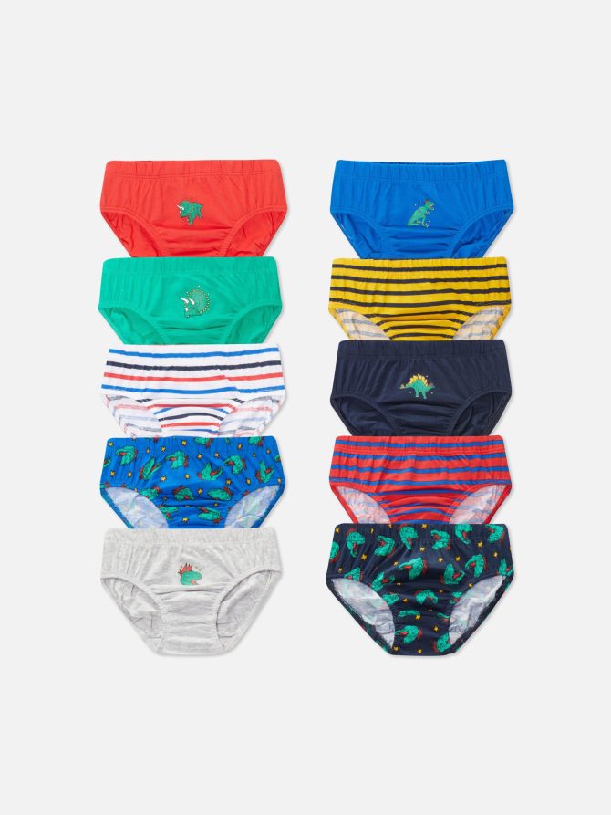 10-Pack Dinosaur Print Briefs