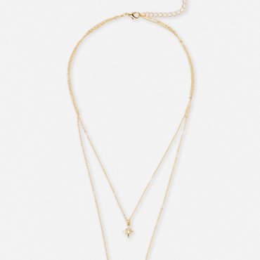 Gold Tone Layered Star Sign Necklace