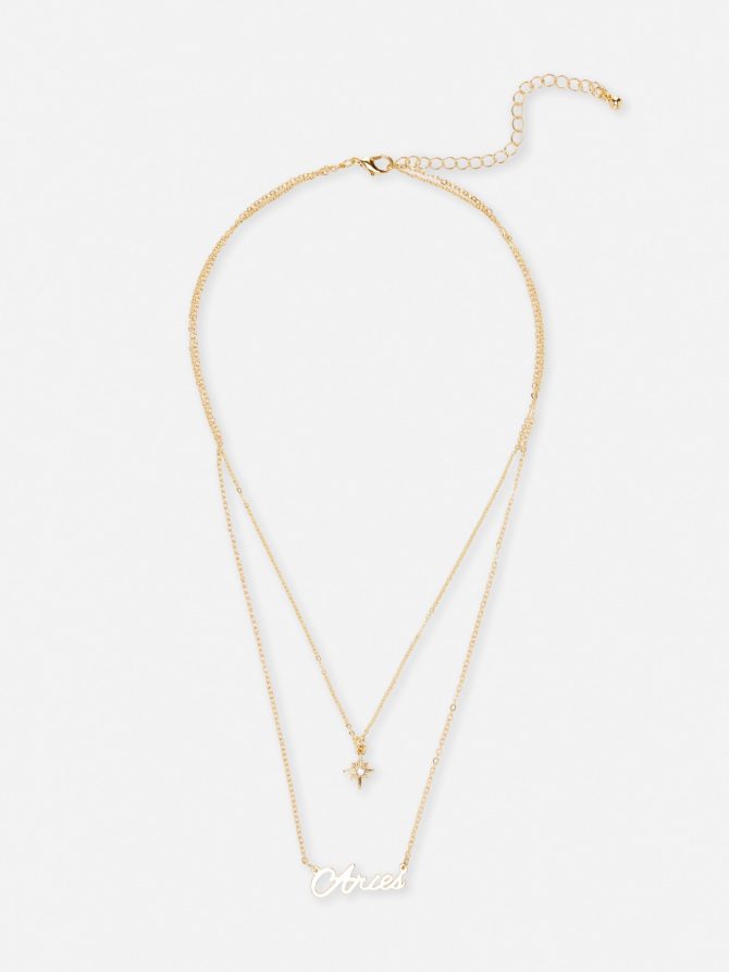 Gold Tone Layered Star Sign Necklace