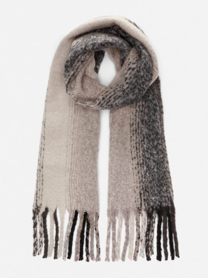 Plaid Brushed Fringed Scarf