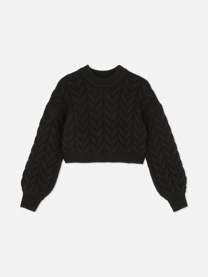 Rita Ora Cropped Cable Knit Sweater - Image 5