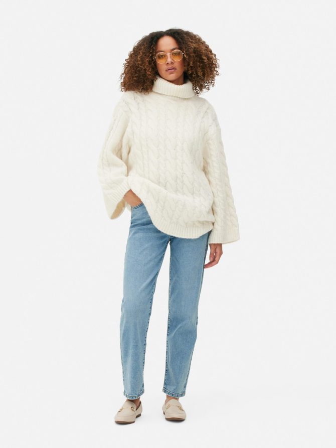 Turtleneck Cable Knit Sweater