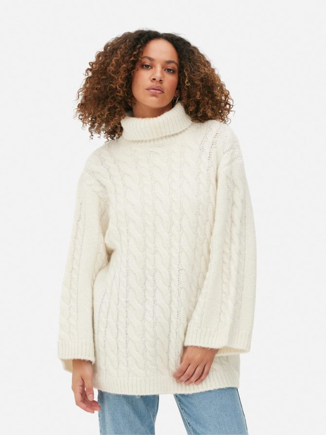 Turtleneck Cable Knit Sweater - Image 2