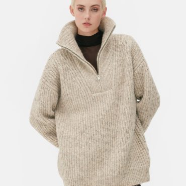 Rita Ora Half Zip Funnel Neck Sweater