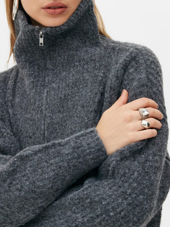 Rita Ora Half Zip Funnel Neck Sweater - Image 3
