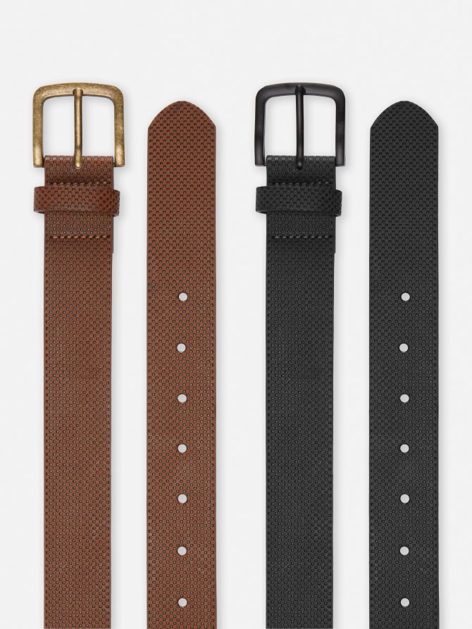 2-Pack Textured Faux Leather Belts - Image 2