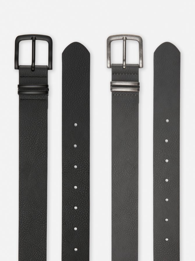 2-Pack Textured Faux Leather Belts - Image 2