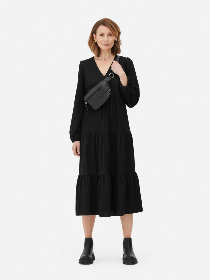 V-Neck Tiered Maxi Dress