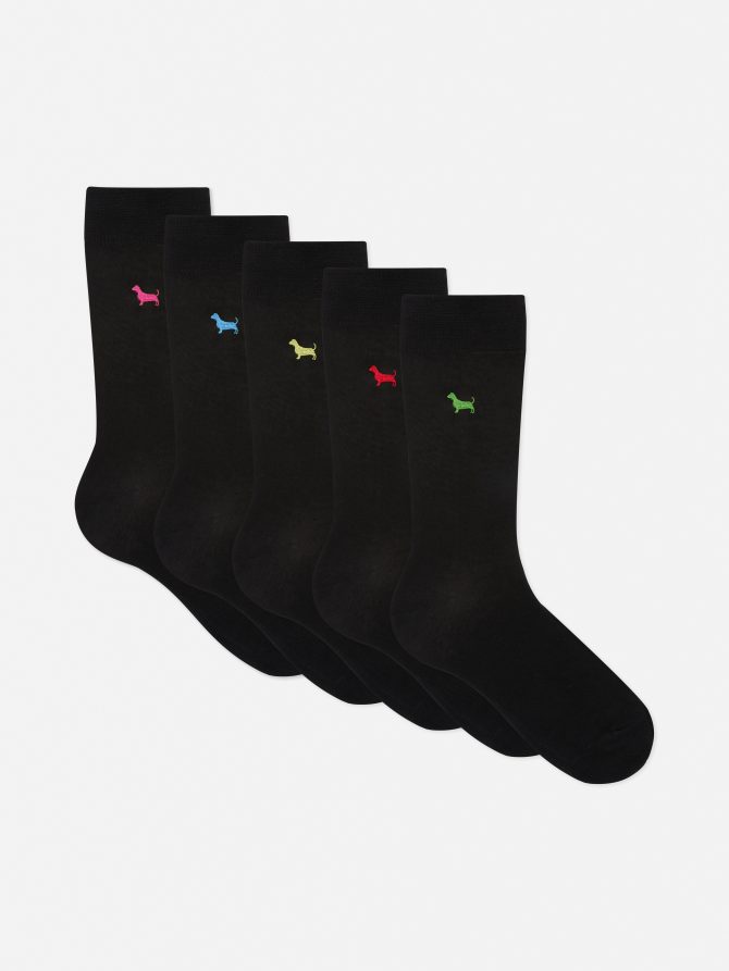 5-Pack Embroidered Socks
