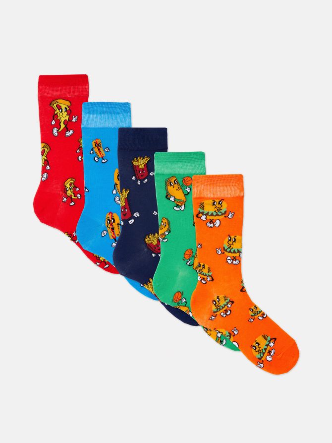 5-Pack Food Print Crew Socks