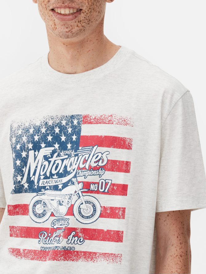 Motorcycle Print T-Shirt - Image 3