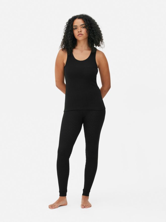 Ribbed Texture Thermal Leggings