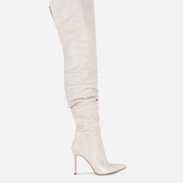 Rita Ora Thigh-High Ruched Stiletto Boots