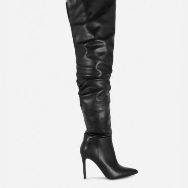Rita Ora Thigh-High Ruched Stiletto Boots