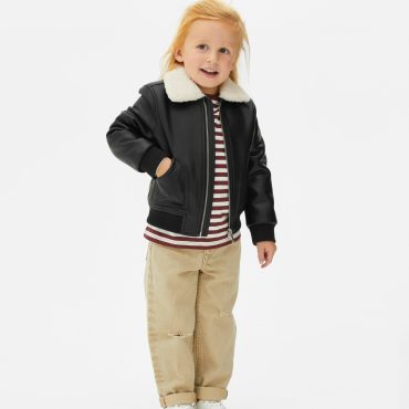 Fleece Collar Faux Leather Jacket