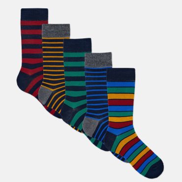 5-Pack Striped Crew Socks