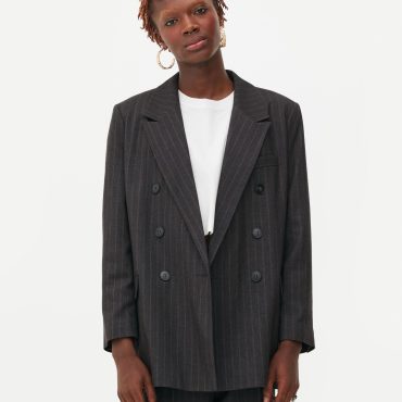 Rita Ora Pinstripe Double Breasted Blazer