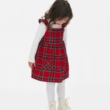 2-in-1 Tartan Overall Dress