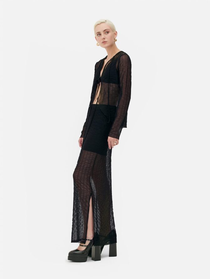Rita Ora Mesh Tiered Maxi Skirt
