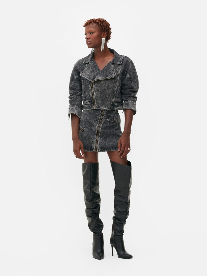 Rita Ora Denim Biker Jacket - Image 2