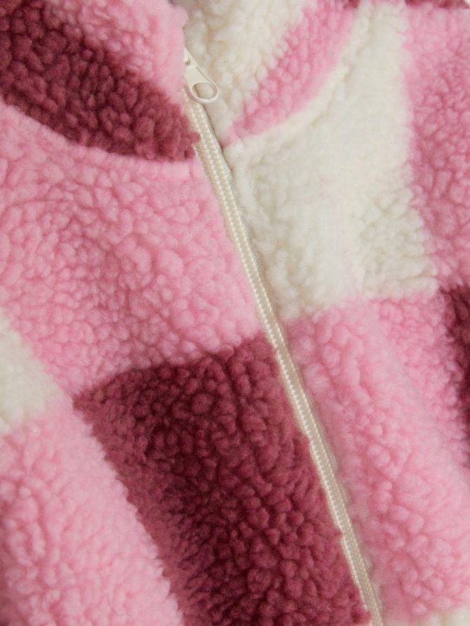 Zip-Up Fleece Check Jacket - Image 3