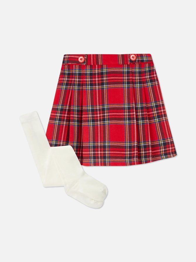 Plaid Skirt and Tights Set