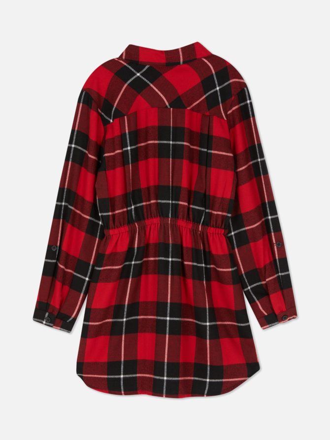 Check Tie Waist Shirt Dress - Image 2