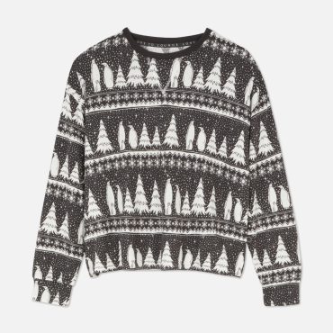 Fair Isle Print Long Sleeve Pajama Top