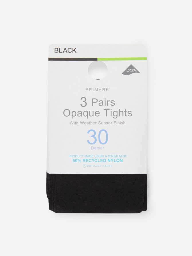 3-Pack 30 Denier Opaque Tights
