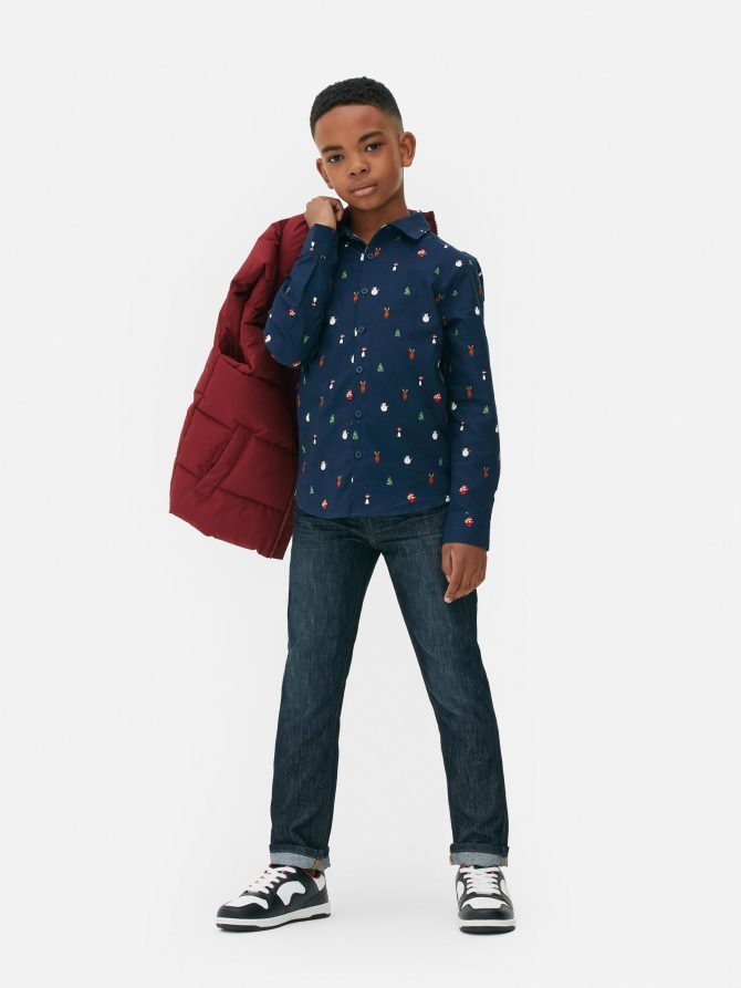 Christmas Print Oxford Shirt