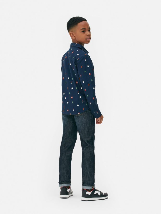 Christmas Print Oxford Shirt - Image 2
