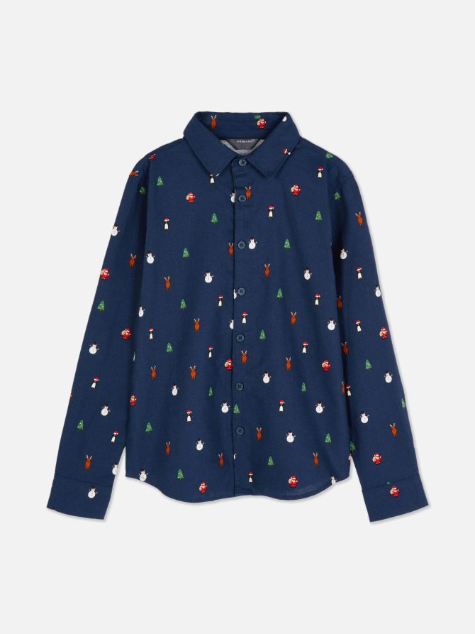 Christmas Print Oxford Shirt - Image 3