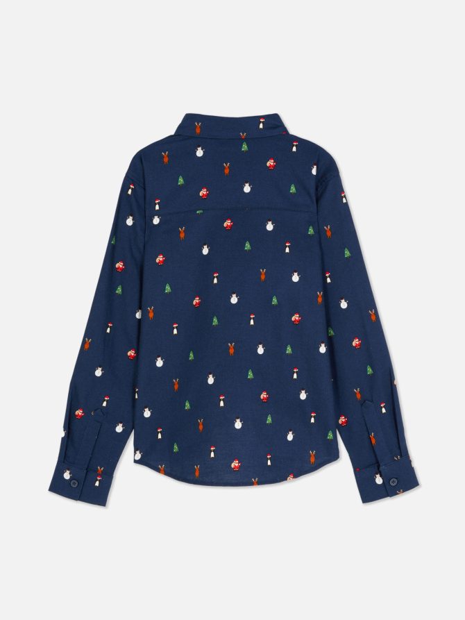 Christmas Print Oxford Shirt - Image 4