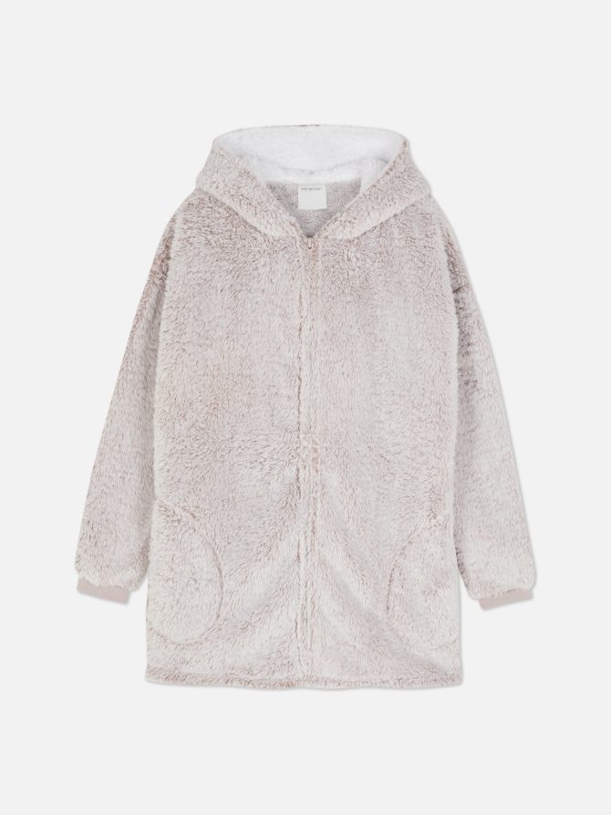 Zip Front Fleece Lounge Hoodie