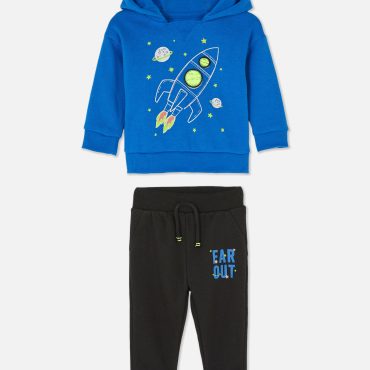 Rocket Print Hoodie and Joggers Set
