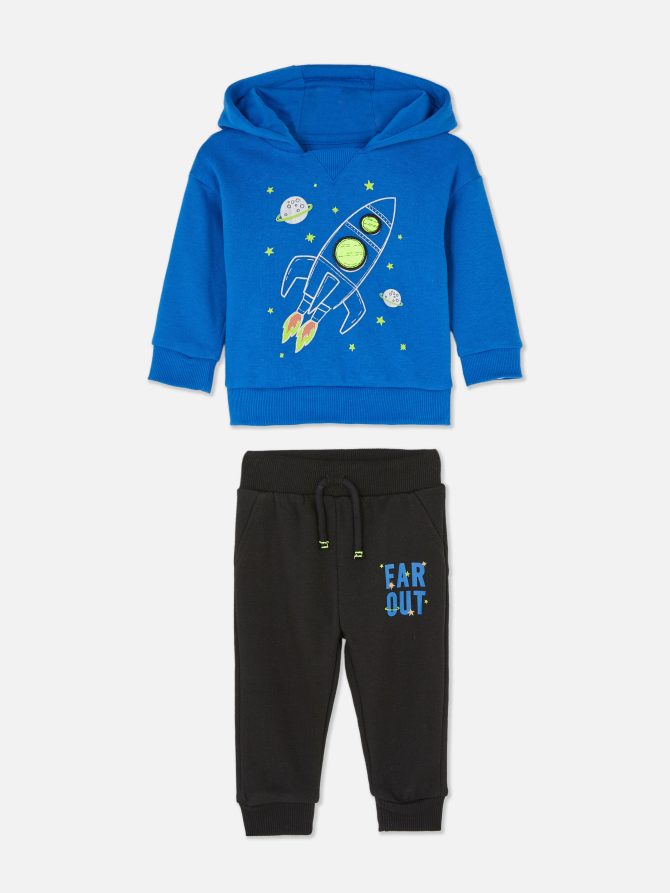 Rocket Print Hoodie and Joggers Set