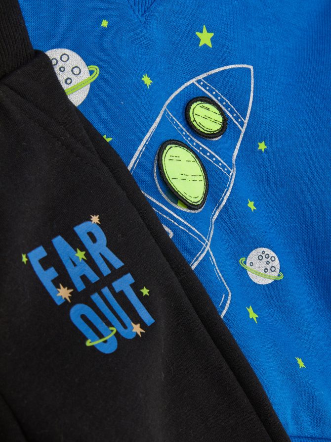 Rocket Print Hoodie and Joggers Set - Image 3