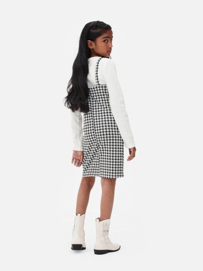 Long Sleeve T-Shirt and Houndstooth Dress Set - Image 2